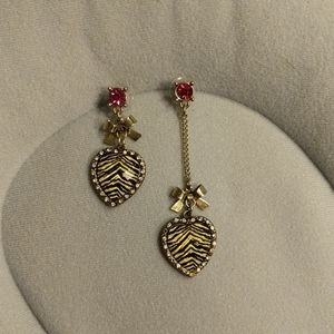 Betsey Johnson Zebra Heart Mismatched Earrings